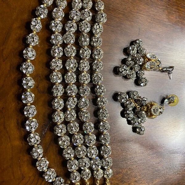 Vintage Rhinestone Bracelet & Earrings