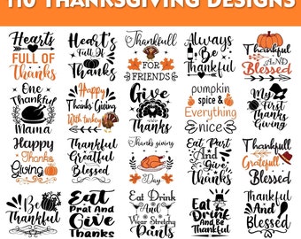 110 Thanksgiving bundle, Thanksgiving svg, Fall svg set, Autumn svg pack, Thanksgiving quotes, Pumpkin svg bundle, Turkey svg Commercial use