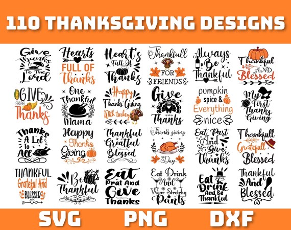 110 Thanksgiving bundle, Thanksgiving svg, Fall svg set, Autumn svg pack, Thanksgiving quotes, Pumpkin svg bundle, Turkey svg Commercial use