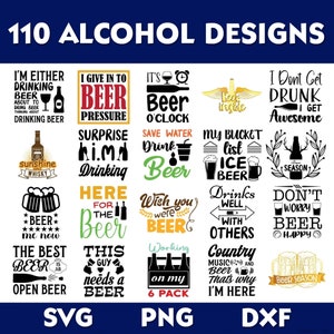 110 Alcohol designs, Alcohol svg bundle, Beer svg set, Alcohol quotes svg, Wine svg bundle, Beer clipart, Commercial use digital files pack