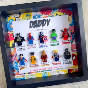 QUICK DELIVERY Personalised Daddy/Dad Superhero Box Frame, Personalised Frame for Him, Birthday Gifts for Him, Father&#39;s Day Gifts