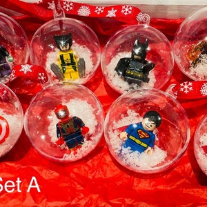 Super Hero Christmas baubles handmade Set of 8