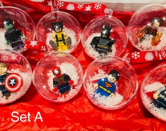 Super Hero Weihnachtskugeln handgefertigt 8er Set
