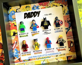 Fathers Day Personalised   Super Hero Gift /  Box Frame / present for  dad daddy / Handmade Character Frame/ Son / grandad/ Husband/birthday