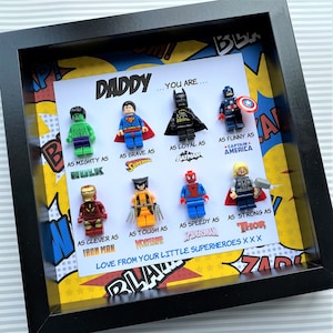 Fathers Day Personalised  Gift /  super hero Box Frame / present for  dad daddy / Handmade Character Frame/ Son / grandad/ Husband/birthday