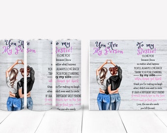 Personalized Bestie Ride or Die Sublimation Digital Download PNG Image Best friends squad goals 20 oz skinny tumbler brunette and red head