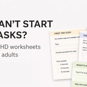ADHD Worksheets for Adults | Task Initiation & Executive Dysfunction | Printable ADHD Tools