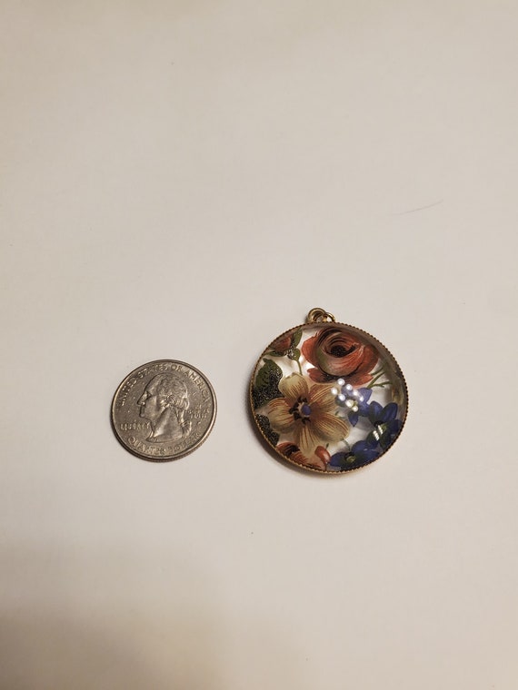 Hand Painted Resin Floral Pendant