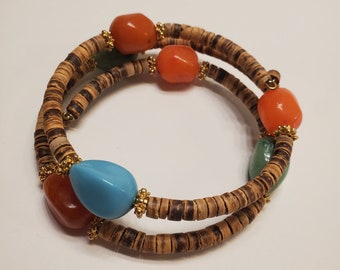 Boho Holz und Perle Verstellbares Armband