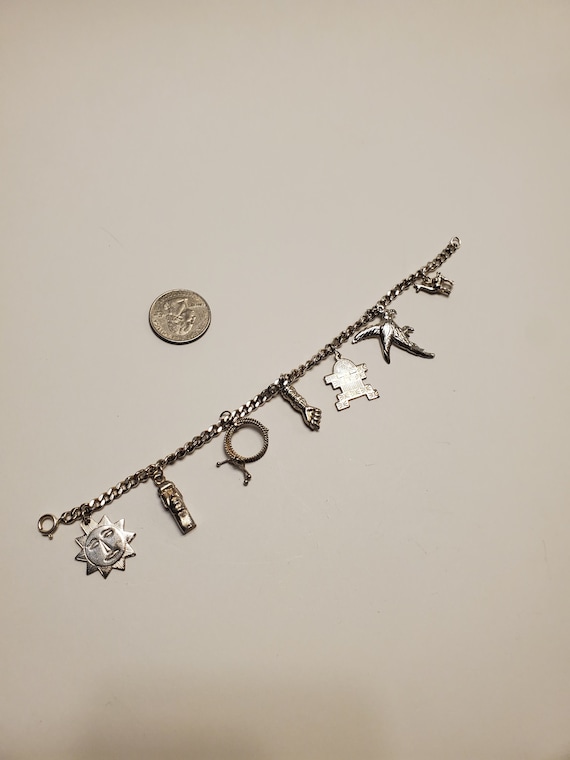 Vintage Sterling Silver Mexican Charm Bracelet - image 1