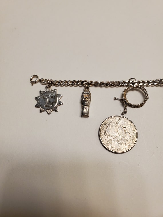 Vintage Sterling Silver Mexican Charm Bracelet - image 3