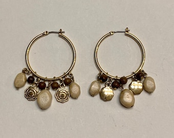 Vintage Hoops with Dangling Bead Detail