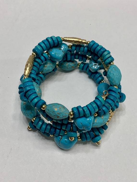 Turquoise Beaded Wrap Bracelet - image 2