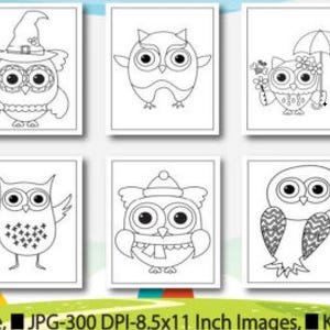 20 Owl Coloring Pages for Kids | Printable PDF Bundle | Instant Download