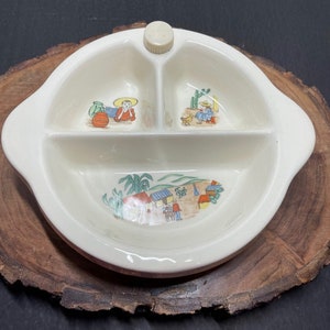 Vintage 1947 Excello Divided Child&#39;s Warming Dish Southwest Pattern
