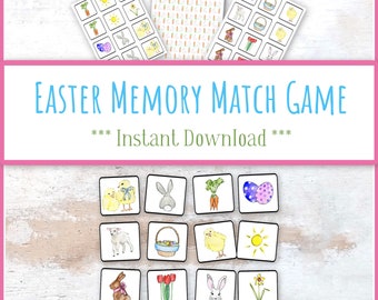 Printable Easter Memory Match Game! Easter Memory Game. Easter Game For Kids. Easter Activity for Kids. Preschool Game.