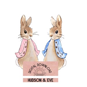 Clipart Bundle Peter Rabbit. PNG Bundle Peter Rabbit. Clipart / PNG Bundle Aquarell Peter Rabbit & Flopsy Bunny. !6 Stück Clipart Bundle