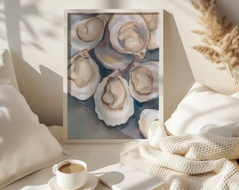 Mailed Print - Dreamy Oyster Art | Coastal Painting | Oysters Painting | Kitchen Art