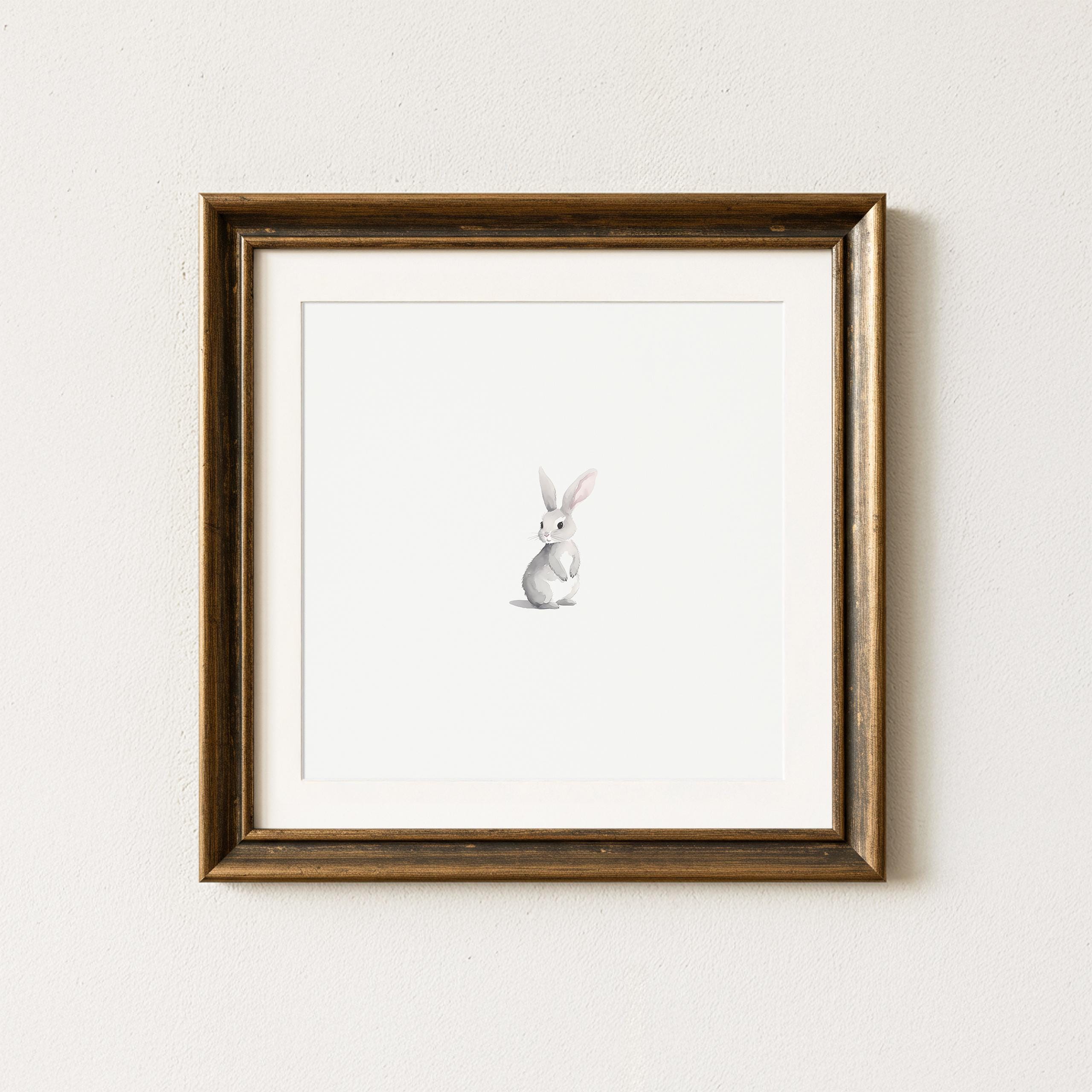Miniature White Rabbit Watercolor Painting – Tiny Bunny, 3x3 Farmhouse ...