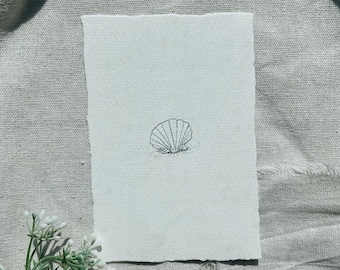 Framed Miniature Sea Shell Drawing – Original Hand Drawn Coastal Sketch, Tiny Beach house Artwork, Mailed Small Wall Art, 4x6, Not a Print