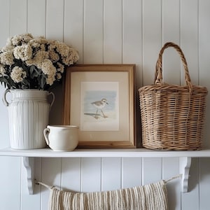 Mailed Prints | Piping Plover Watercolor Wall Art, Snowy Plovers Bird Print Set of 2, Coastal Kids Room Decor, Beach House Artwork image 2