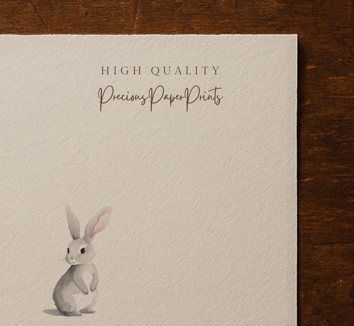 Miniature White Rabbit Watercolor Painting – Tiny Bunny, 3x3 Farmhouse ...