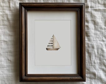Mailed Prints | Sailboat Watercolor Wall Art, Nautical Nursery Decor, Boys Coastal Room Artwork, Sailing Beach House Print, Art Print