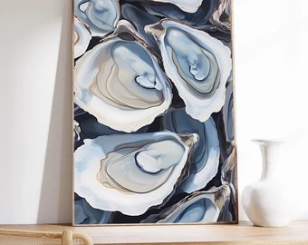 Mailed Print - Blue Oyster Watercolor Art | Coastal Painting | Watercolor Oysters