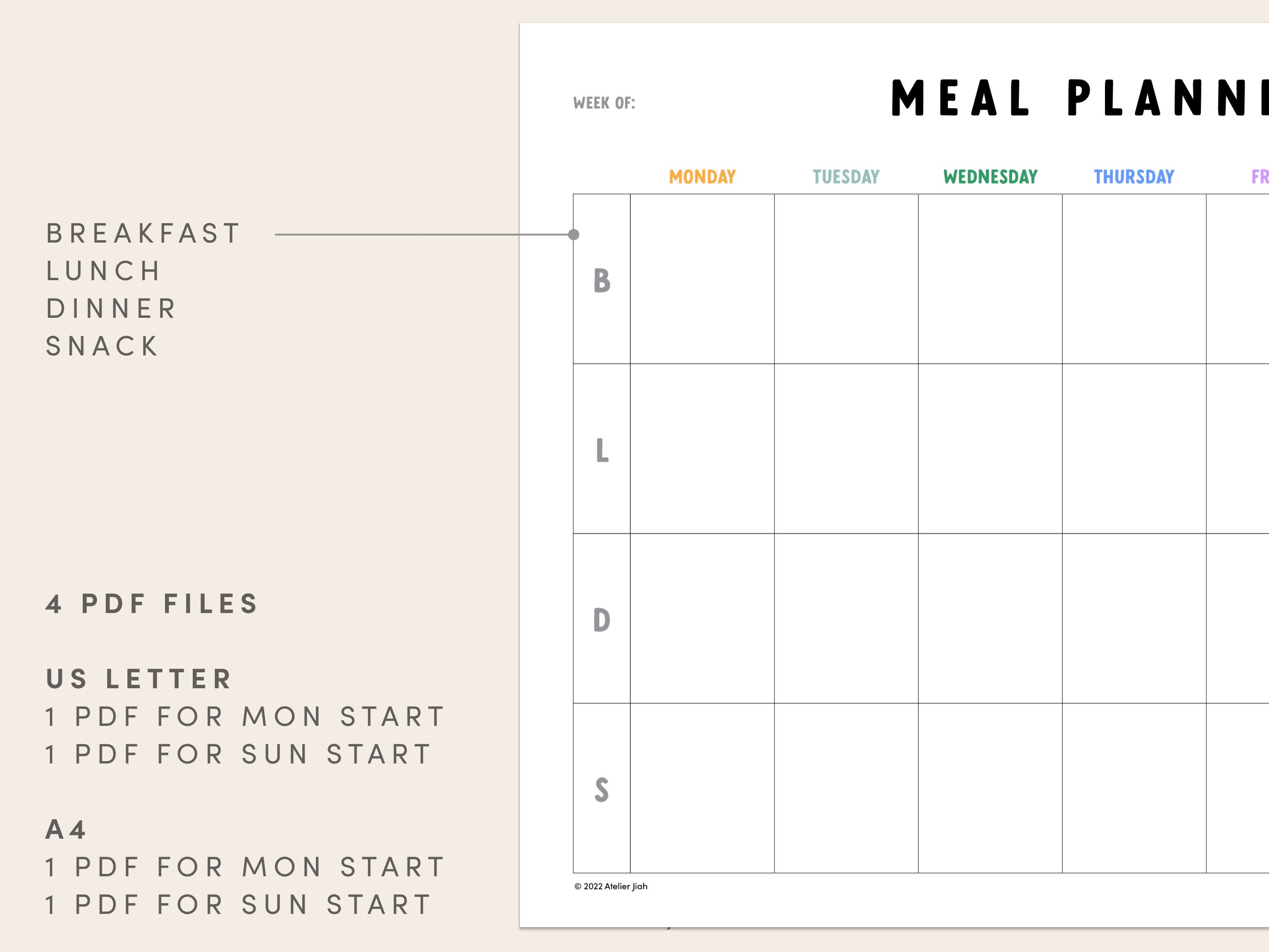 Weekly Family Meal Planner Printable: Kids Meal & Snack Plan (PDF) - Etsy