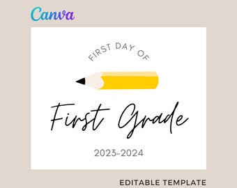 EDITABLE First day of School Sign Printable kids First day of school sign DIY Last Day of school sign Canva Template Download 1st Day Sign