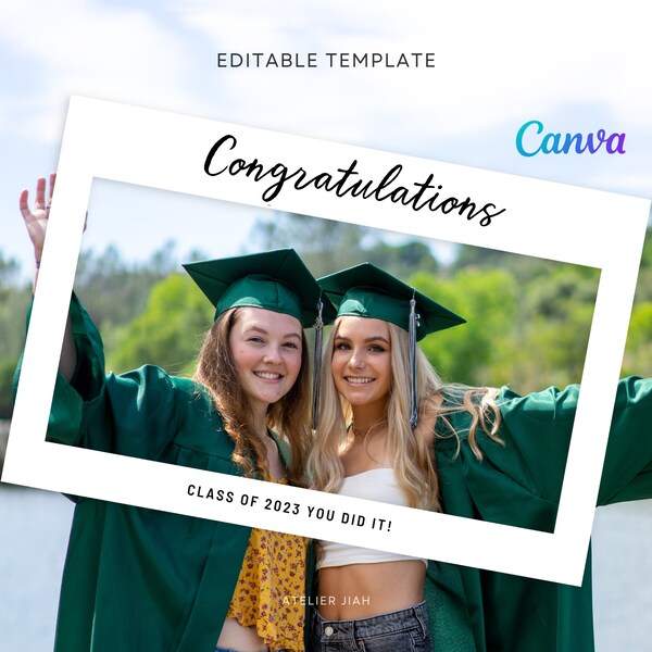 EDITABLE Selfie Photo Prop Frame DIY Printable Photo Booth Prop Class Graduation Party Decor Custom Canva Template Download Landscape 36x24