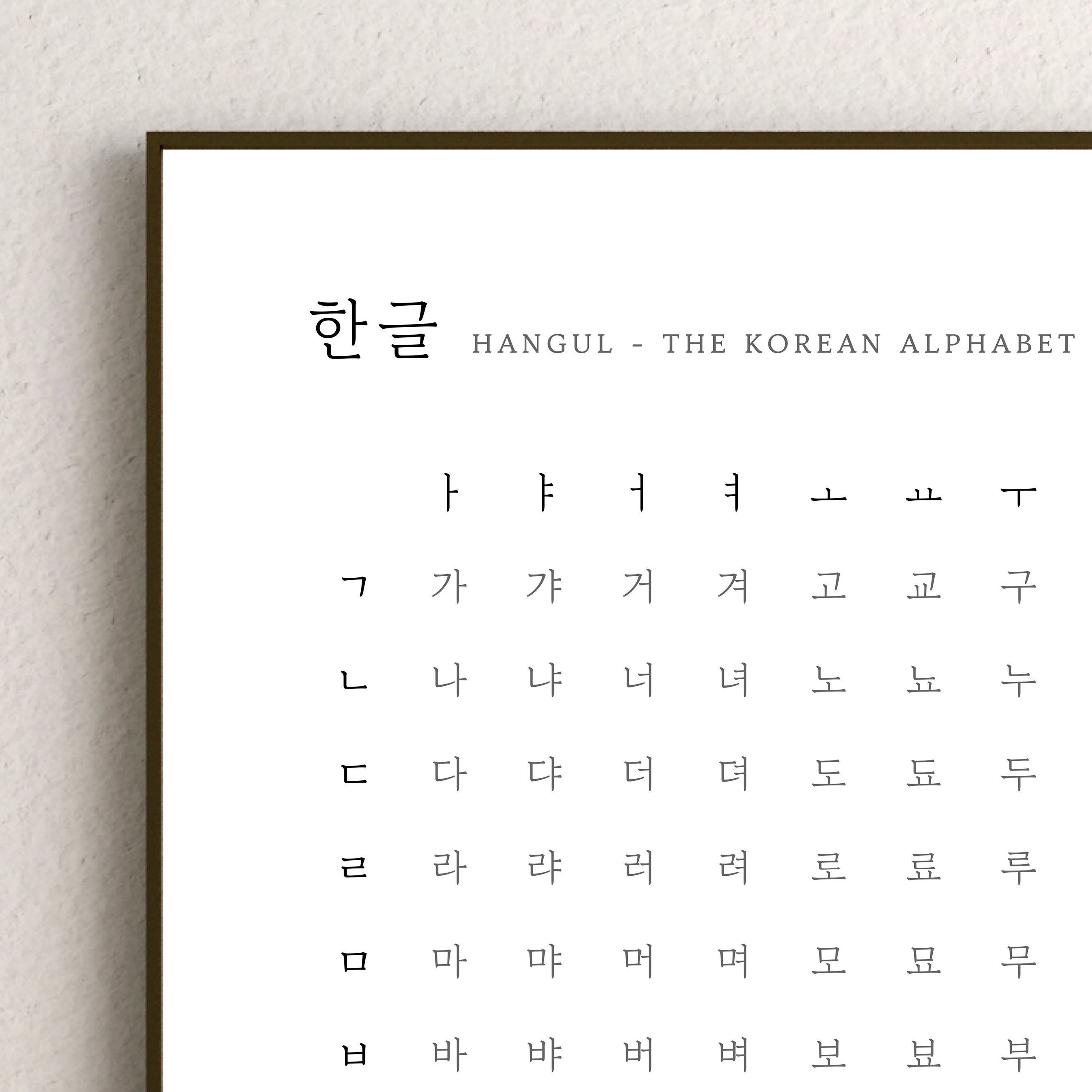 Printable Korean Alphabet Chart Learning Korean DIY Hangul Etsy Australia