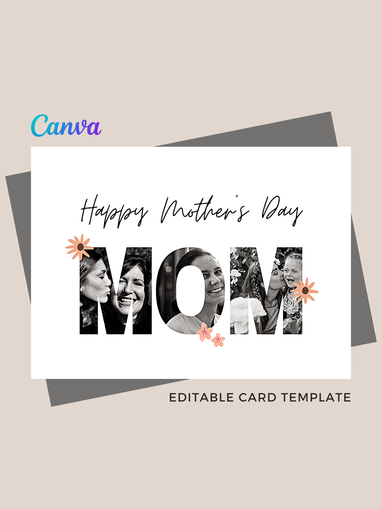 Printable Photo Letter Card Happy Birthday Card Mom Mothers Day Card ...