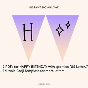 EDITABLE Happy Birthday Bunting Printable Pennant Flag Party - Etsy