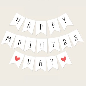 Banderín imprimible para el Día de la Madre, banderines DIY para el Día de la Madre, banderín de tarjeta para el Día de la Madre, letrero simple para el Día de la Madre, decoración minimalista para pared de fiesta de 5 x 7