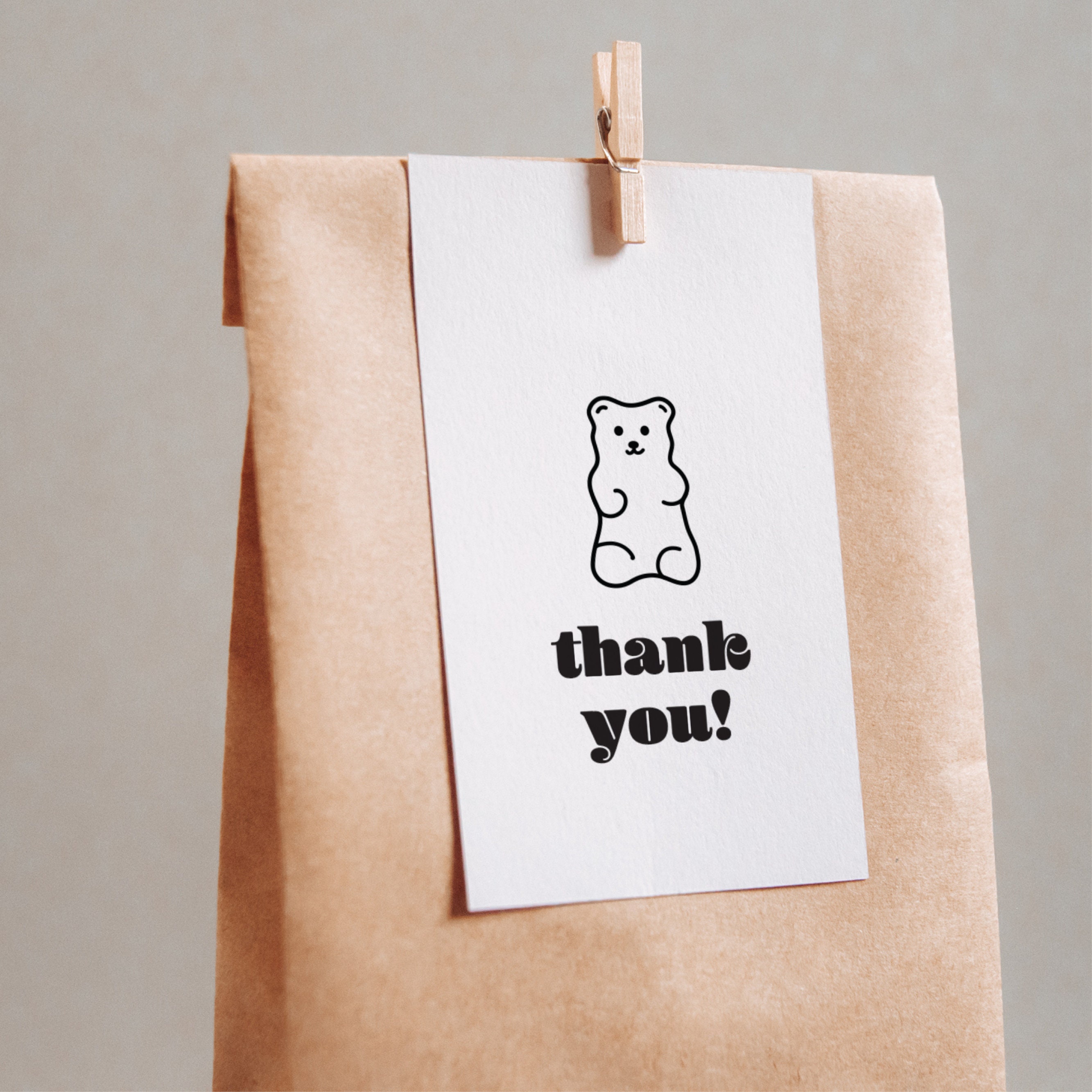 Gummy Bear Gift Tag Printable Thank You Favor Tag Bear Black Etsy