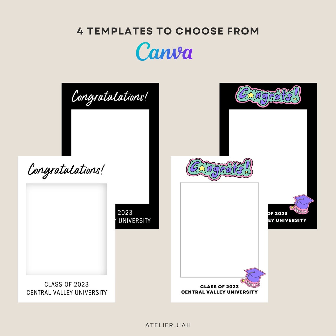 EDITABLE Photo Prop Frame Printable Graduation Selfie Photo Booth Prop ...
