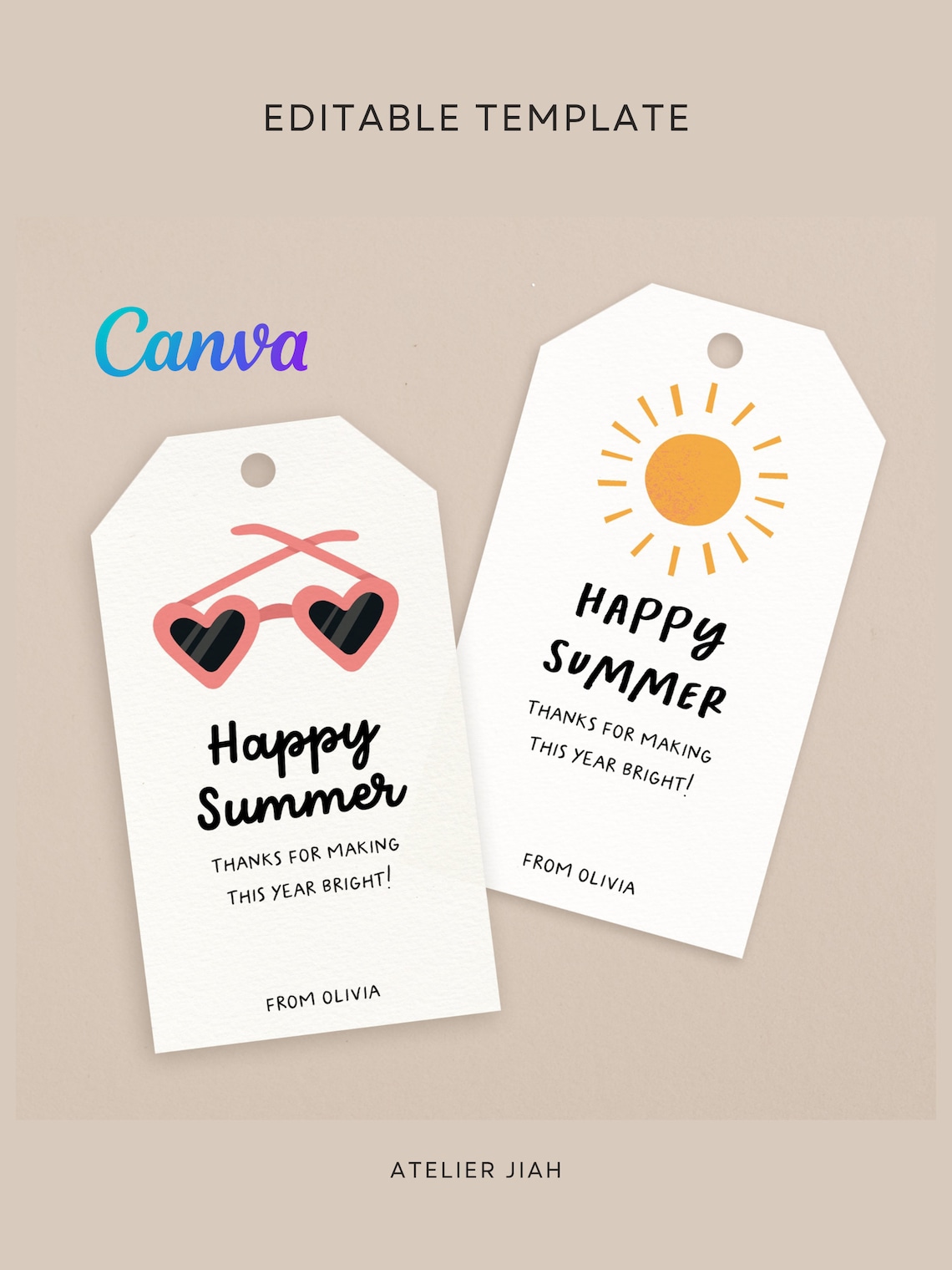 EDITABLE Happy Summer Tag Thanks for Making This Year Bright - Etsy