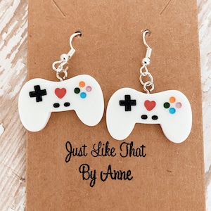Game Controller Earrings, White Earrings, Fun Earrings.