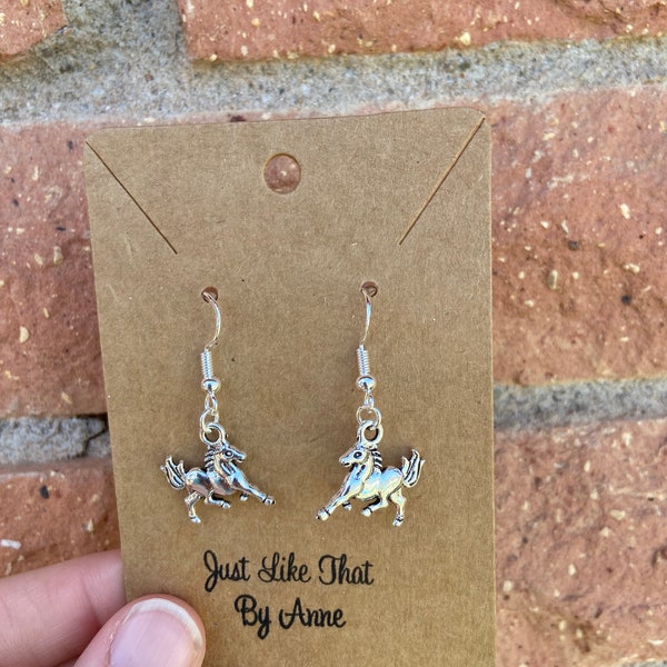 Horse earrings, Silver earrings, cowgirl earrings, Western earrings,