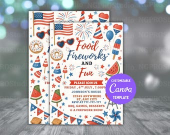 4. Juli BBQ-Einladung, Party in den USA einladen, Unabhängigkeitstag BBQ-Barbeque-Einladung, Juli 4