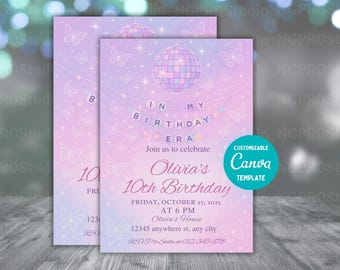 In My Birthday Era Invitation, Friendship Bracelet Invitation, Teen Birthday Girl Music Party Invite, Purple Blue Eras Party, Editable Canva