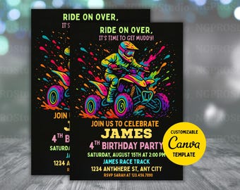 Editable ATV Quad Bike Birthday Party Digital Template Off-Road Invitation Four Wheeler Bike Boys Printable Adventure Party Instant Download