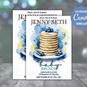 Blueberry Baby Brunch Baby Shower Invitation Editable Blueberry Pancake Baby Shower Invite Printable Baby Brunch Invite Boy Sprinkle