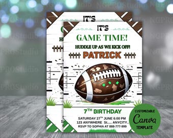 Football Birthday Invitation Editable Sport Invite Boy 13th Birthday American Football Game Time Any Age Printable Template Digital Download