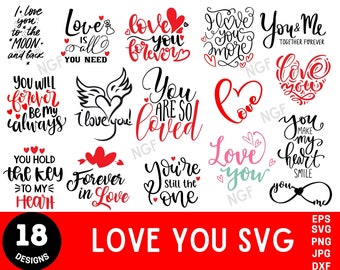 Love You svg Bundle , Romantic Sign sv , Valentine&#39;&#39;s Day svg ,Inspirational Svg Bundle, Inspirational Quotes Svg,  Positive Quotes Svg,