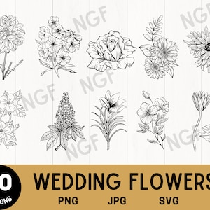 Flowers SVG Bundle, Flowers Clipart, Rose SVG, Circut Cut Files Silhouette , floral svg , wedding svg , floral border svg , flower png