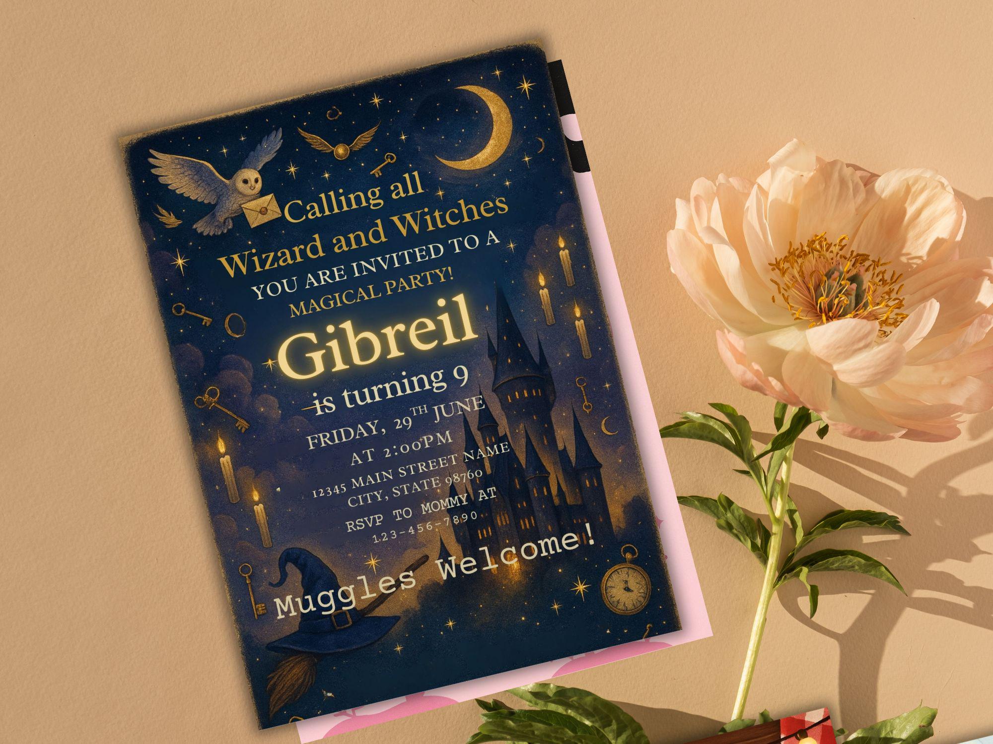 Practical Magic Invitations Editable Magical Birthday Invitation, Wizards Witches Birthday ...