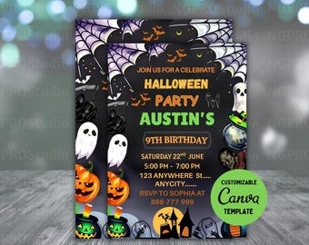Editable Halloween Birthday Invitation, Halloween Birthday Party Invite, Spooky Halloween Birthday Invitation, Halloween Birthday Invite