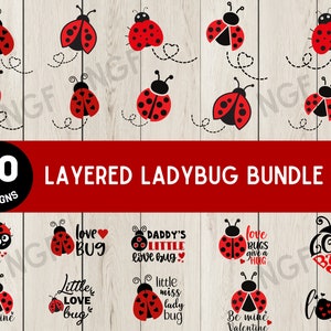 Ladybug Bundle SVG - Coccinella SVG - Coccinella SVG Layered- Download immediato - file svg, png, eps, dxf, jpg